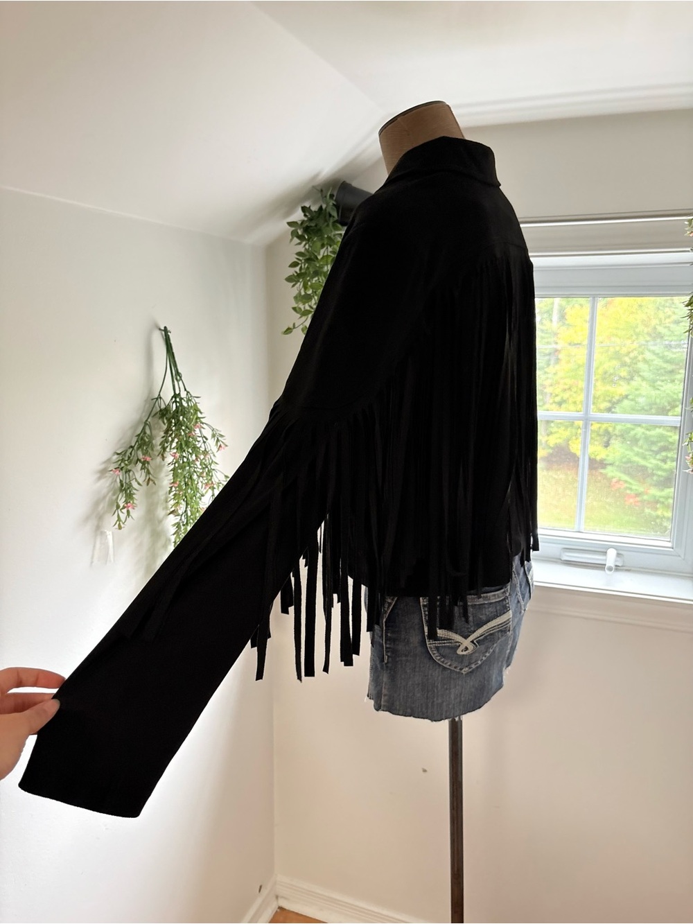 Black Fringe Button-Front Jacket - Picture 3 of 5